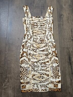 ROBERTO CAVALLI Y2K  Leopard Print Silk  Cocktail DRESS